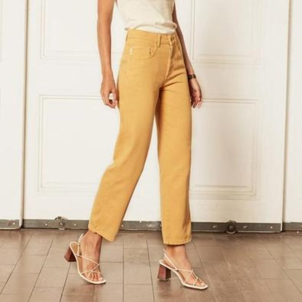 BOYISH The Timmy High Rise Straight Leg Jean in Gold Rush 26